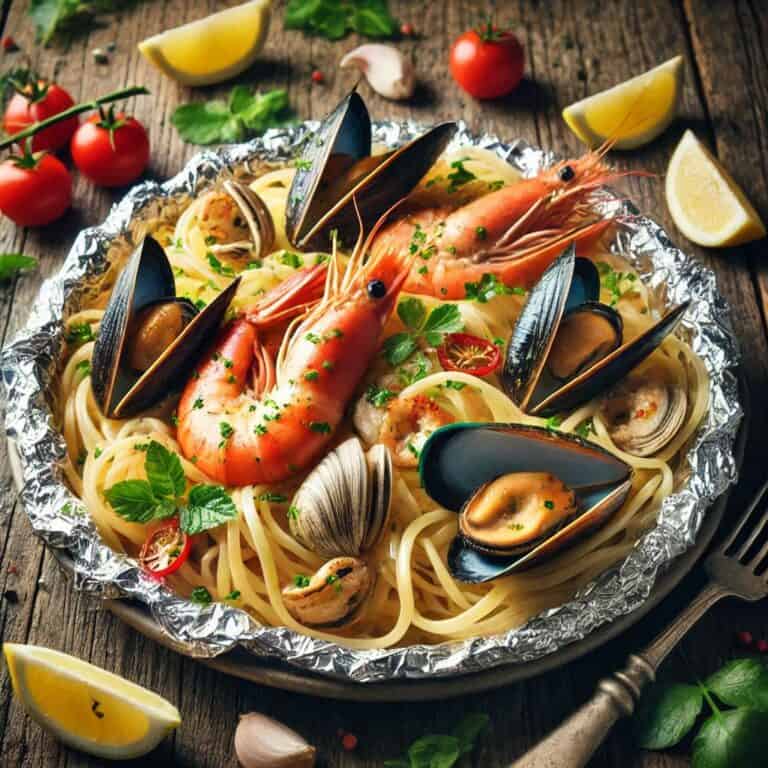 Linguine al cartoccio con frutti di mare