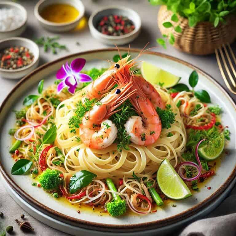 Tagliolini con gamberi e lemongrass