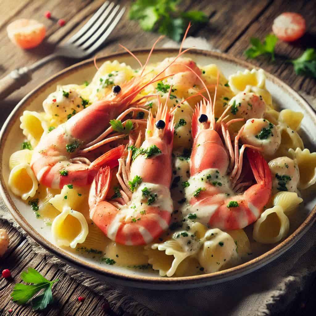 Paccheri crema di scampi e gamberi