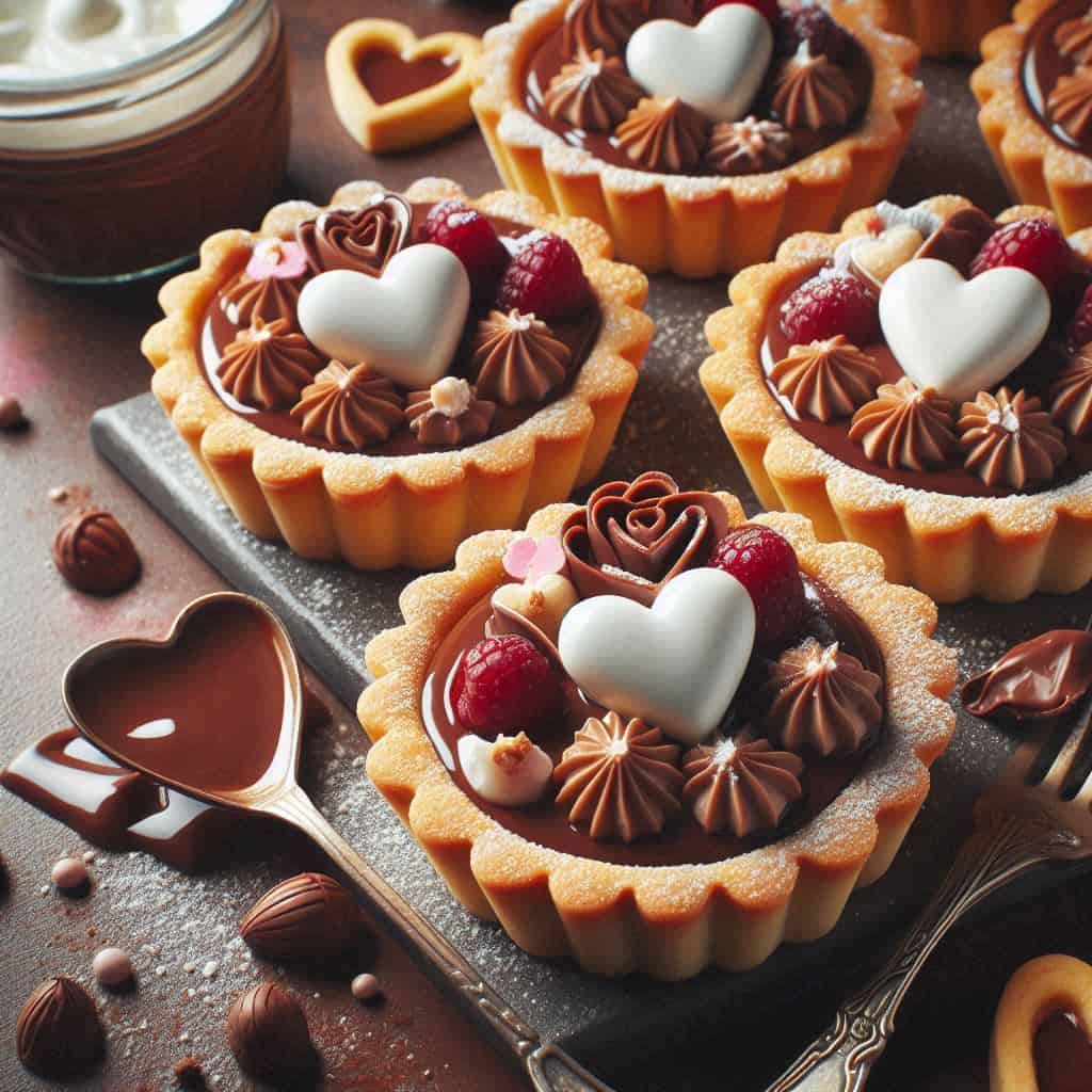 Crostatine irresistibili con cuore bianco e Nutella