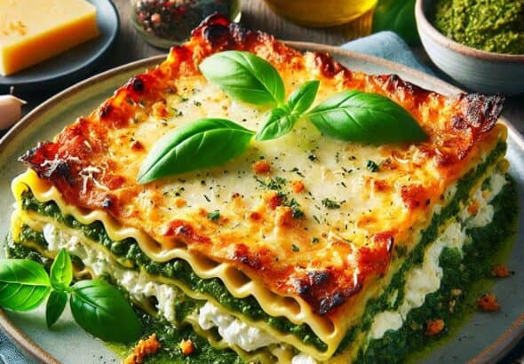 Lasagne al pesto e ricotta: irresistibili e cremose