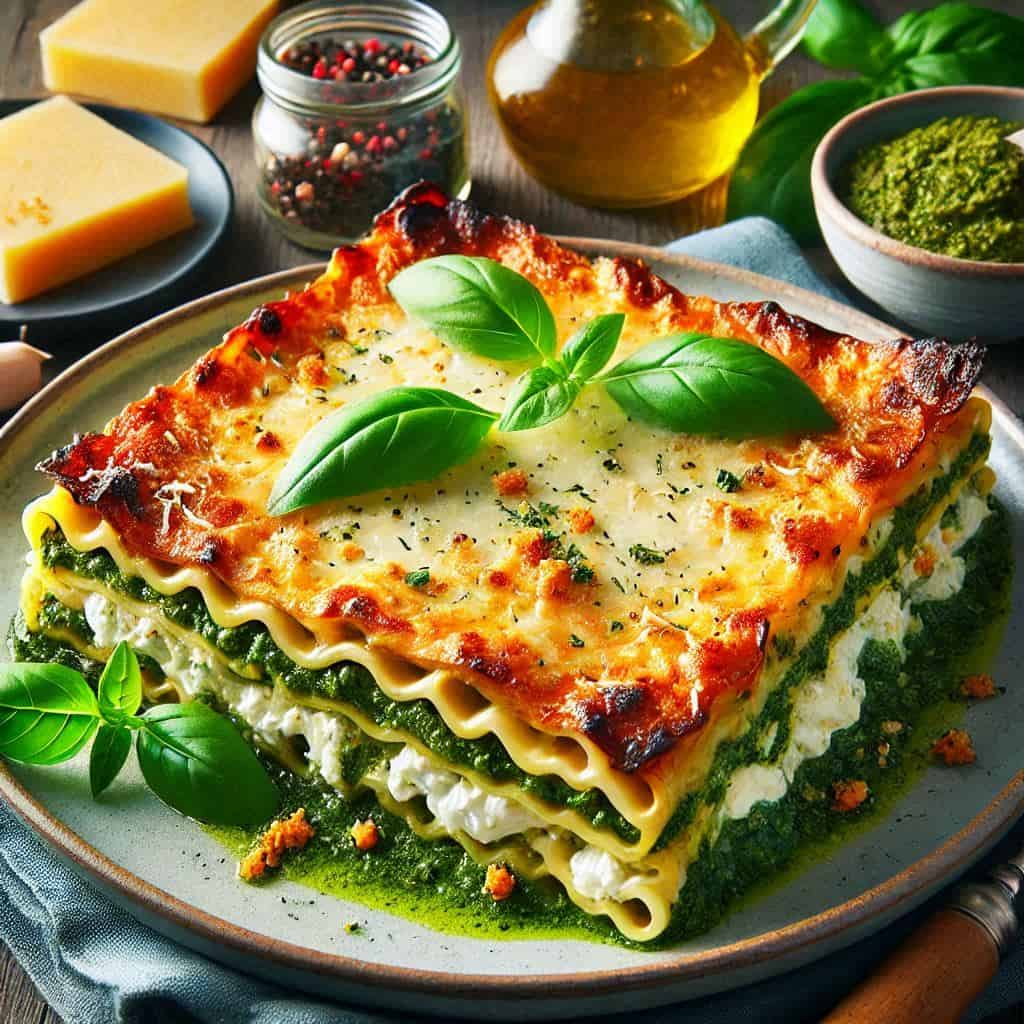 Lasagne al pesto e ricotta: irresistibili e cremose