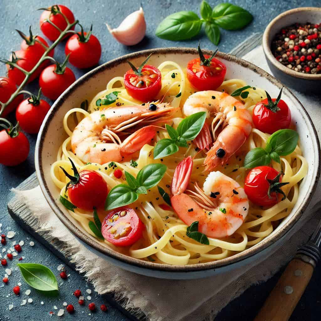 Pasta pomodorini e gamberi: il piatto fresco e saporito