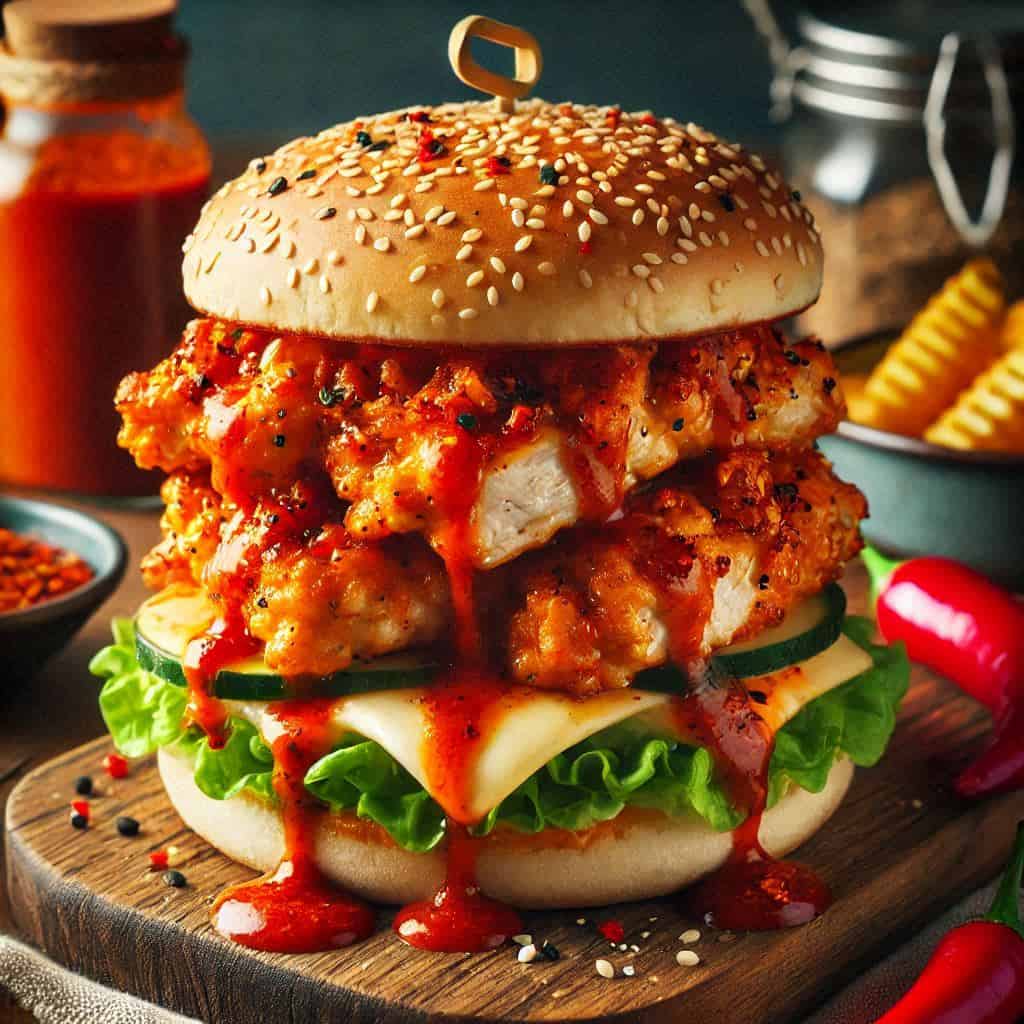 Hamburger di pollo speziato: più succoso che mai! 🍔🔥