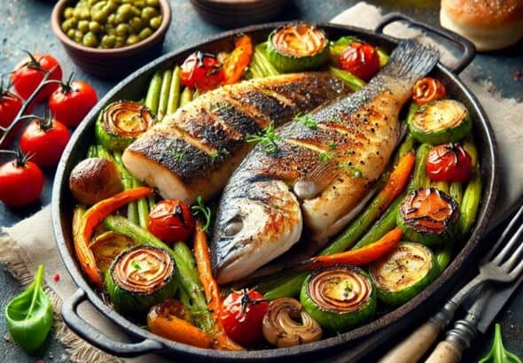 Filetti di Branzino al forno con verdure