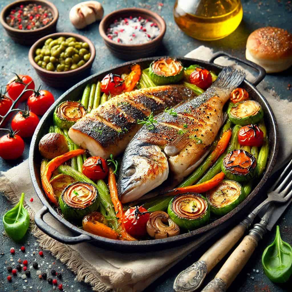 Filetti di Branzino al forno con verdure