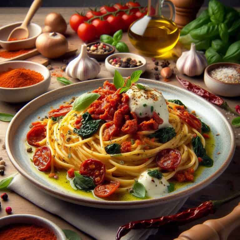 Spaghetti crema di cime di rapa nduja: Esplosione di sapori