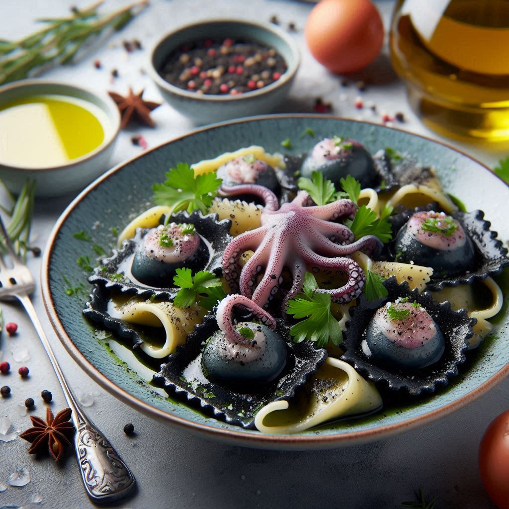 Ravioli al nero di seppia: eleganza e gusto in tavola