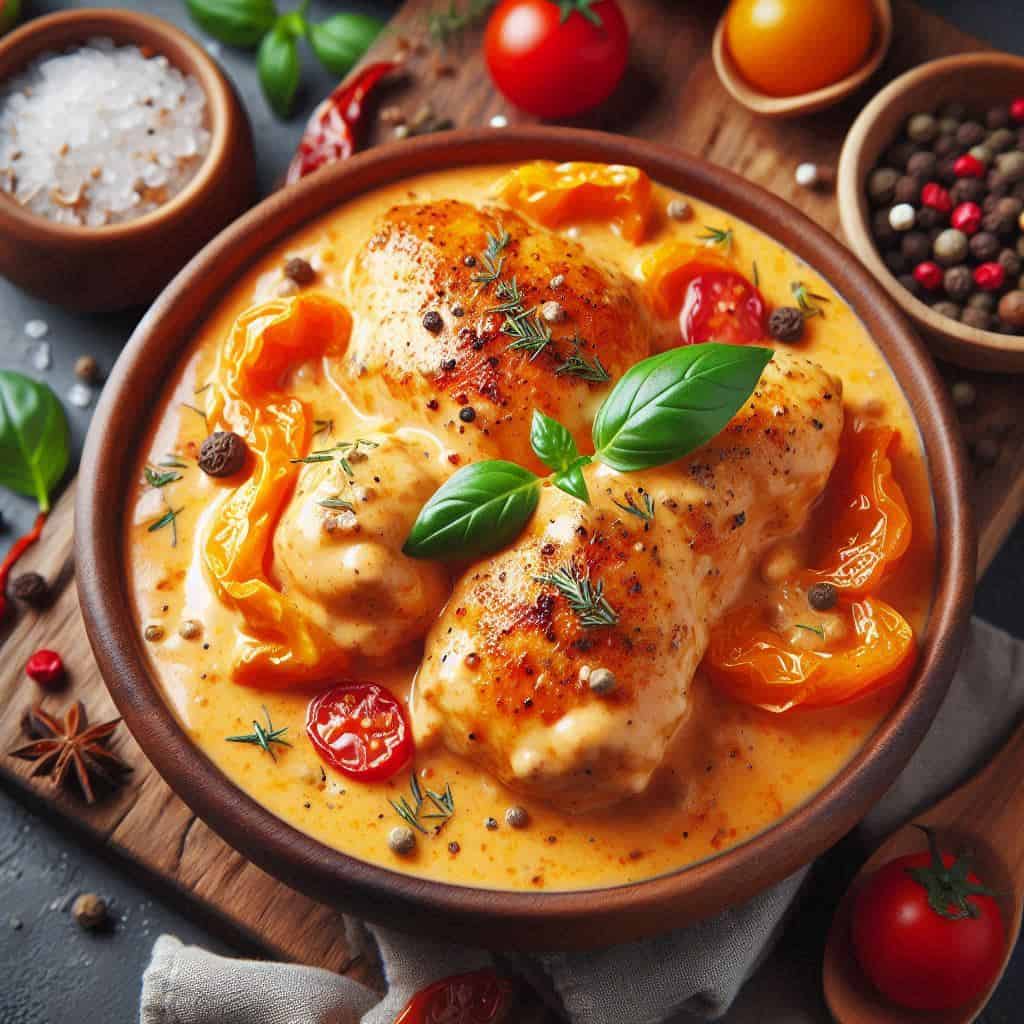 Pollo alla paprika cremoso, saporito e morbido