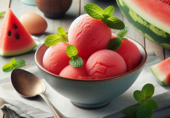 Sorbetto all'anguria con albumi freshissimo