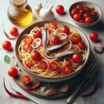 Pasta con pomodorini, acciughe e cipolla La ricetta semplice