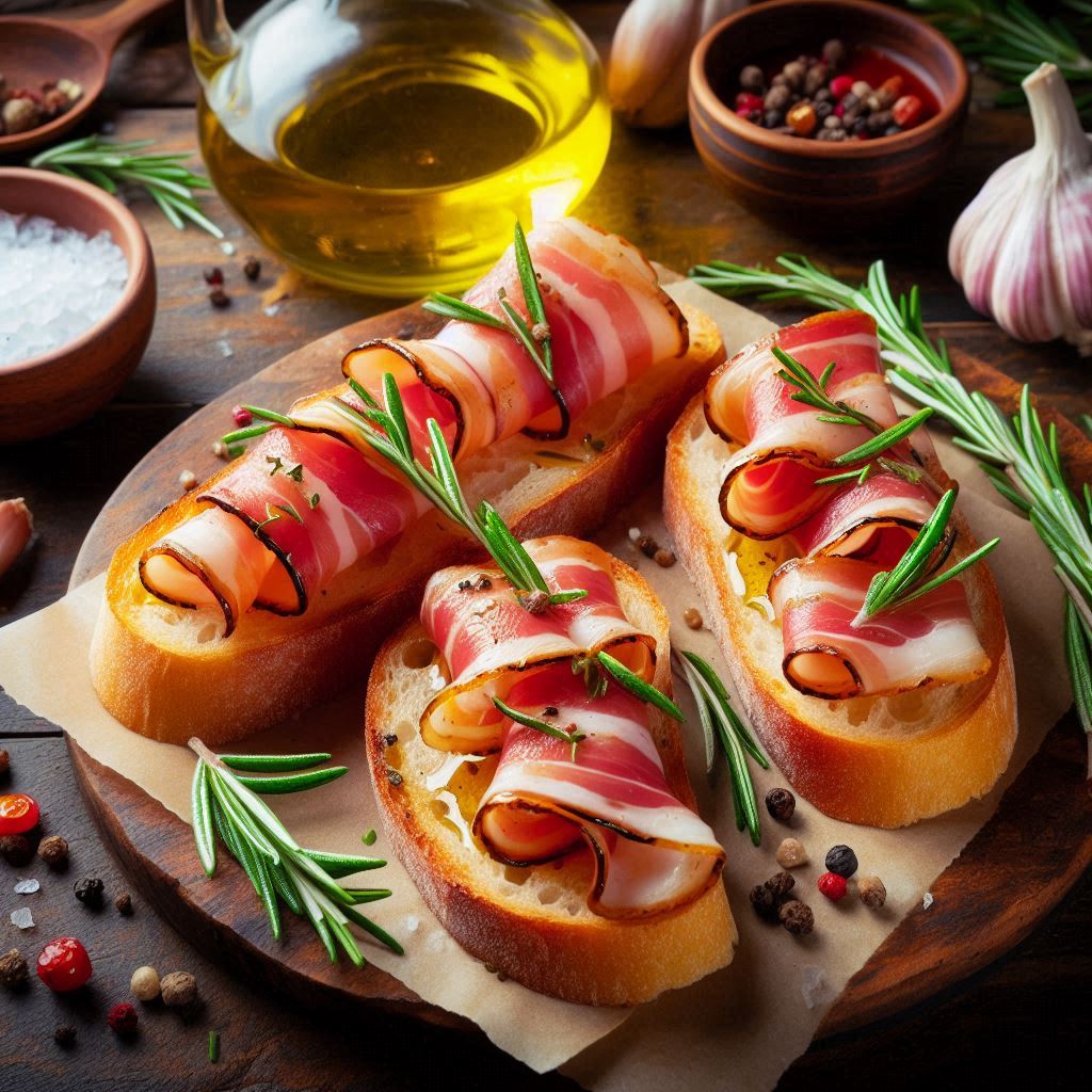 Bruschette al lardo e rosmarino sfiziose e golose